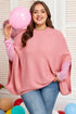 Solid Ribbed Knit Half Sleeve Poncho Plus Size Sweater