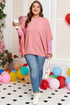 Solid Ribbed Knit Half Sleeve Poncho Plus Size Sweater