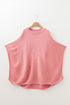 Solid Ribbed Knit Half Sleeve Poncho Plus Size Sweater