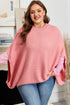 Solid Ribbed Knit Half Sleeve Poncho Plus Size Sweater