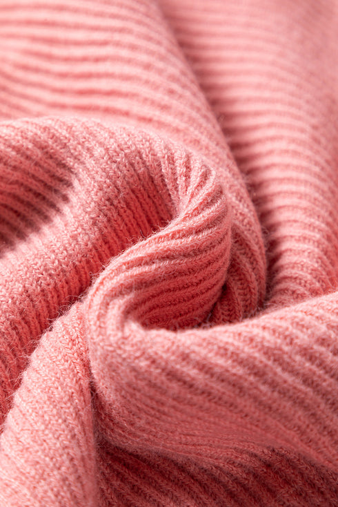 Solid Ribbed Knit Half Sleeve Poncho Plus Size Sweater