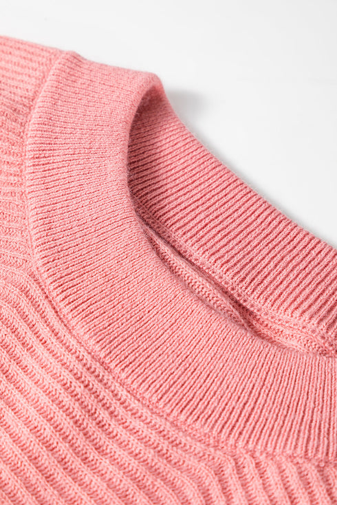 Solid Ribbed Knit Half Sleeve Poncho Plus Size Sweater