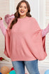 Solid Ribbed Knit Half Sleeve Poncho Plus Size Sweater