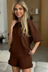 Solid Ribbed Knit Lettuce Trim Two Piece Loungewear Set