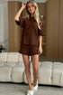 Solid Ribbed Knit Lettuce Trim Two Piece Loungewear Set