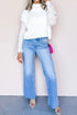 Solid Ribbed Knit Mock Neck Loose Short Sleeve Sweater