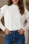 Solid Ribbed Knit Mock Neck Loose Short Sleeve Sweater