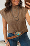 Solid Ribbed Knit Mock Neck Loose Sleeveless Sweater Vest
