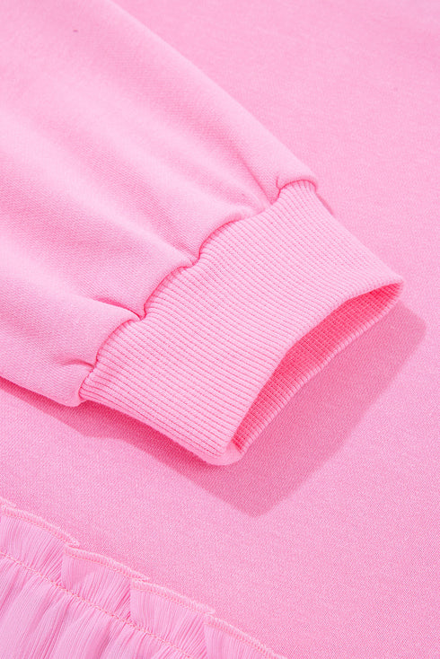 Solid Ribbed Knit Tiered Ruffle Pullover Blouse