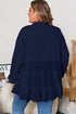 Solid Ribbed Knit Tiered Ruffle Pullover Blouse