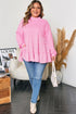 Solid Ribbed Knit Tiered Ruffle Pullover Blouse