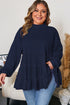 Solid Ribbed Knit Tiered Ruffle Pullover Blouse