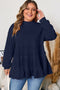 Solid Ribbed Knit Tiered Ruffle Pullover Blouse