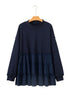 Solid Ribbed Knit Tiered Ruffle Pullover Blouse