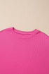 Solid Ribbed Loose Tunic Top And Slim Short Sets