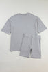 Solid Ribbed Loose Tunic Top And Slim Short Sets