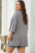 Solid Ribbed Loose Tunic Top And Slim Short Sets