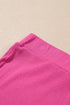 Solid Ribbed Loose Tunic Top And Slim Short Sets