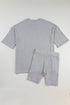 Solid Ribbed Loose Tunic Top And Slim Short Sets