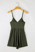 Solid Ribbed Spaghetti Strap Cinched Waist Romper