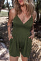 Solid Ribbed Spaghetti Strap Cinched Waist Romper