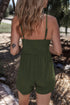 Solid Ribbed Spaghetti Strap Cinched Waist Romper