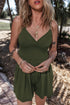 Solid Ribbed Spaghetti Strap Cinched Waist Romper