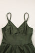Solid Ribbed Spaghetti Strap Cinched Waist Romper