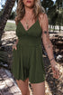 Solid Ribbed Spaghetti Strap Cinched Waist Romper