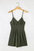 Solid Ribbed Spaghetti Strap Cinched Waist Romper