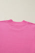Solid Ribbed Trim Ruffle Round Neck Short Sleeve Sweater