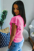 Solid Ribbed Trim Ruffle Round Neck Short Sleeve Sweater