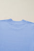 Solid Ribbed Trim Ruffle Round Neck Short Sleeve Sweater