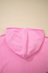 Solid Ribbed Zip Up Drawstring Hooded Jacket