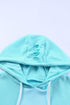 Solid Ripped Hooded Sweatshirt With Kangaroo Pocket