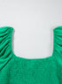 Solid Ruched Front Puff Sleeve A Line Maxi Dress
