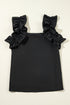 Solid Ruffle Trim Sleeveless Top