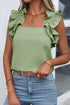 Solid Ruffle Trim Sleeveless Top