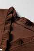 Solid Ruffle Trim V Neck Long Sleeve Button Corduroy Jacket
