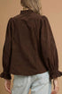Solid Ruffle Trim V Neck Long Sleeve Button Corduroy Jacket