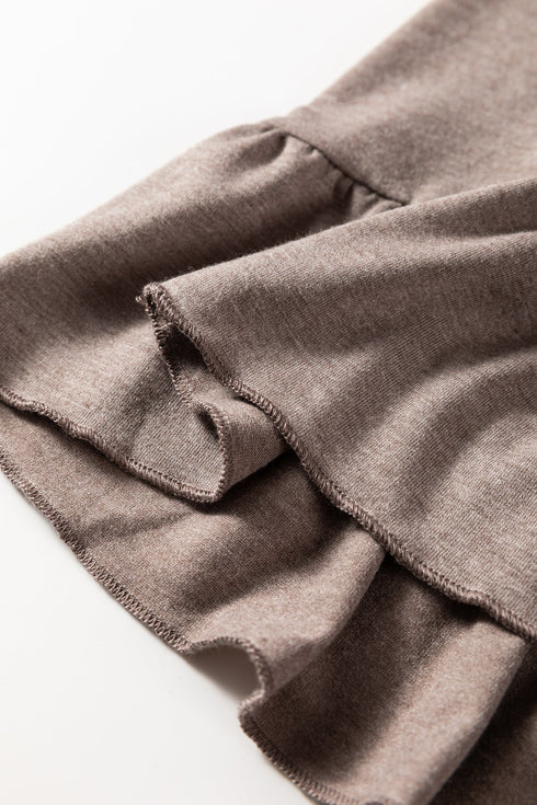 Solid Ruffled High Waist Wide Leg Pocket Pants