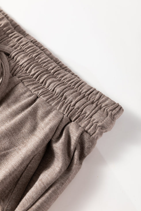 Solid Ruffled High Waist Wide Leg Pocket Pants