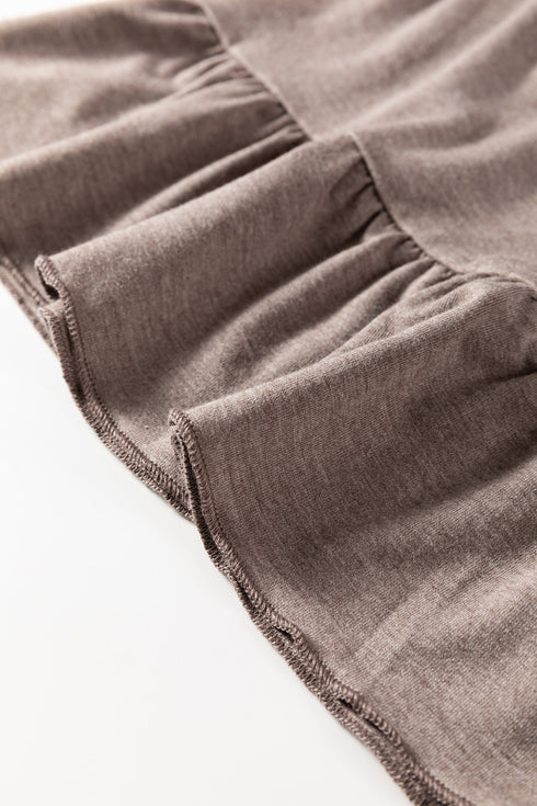 Solid Ruffled High Waist Wide Leg Pocket Pants