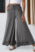 Solid Ruffled High Waist Wide Leg Pocket Pants