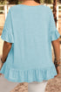 Solid Ruffled Short Sleeve Southern Belle Top