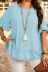 Solid Ruffled Short Sleeve Southern Belle Top