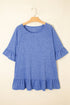 Solid Ruffled Short Sleeve Southern Belle Top