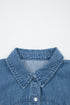 Solid Ruffled Short Sleeve Western Denim Shirt
