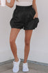 Solid Satin Elastic High Waist Pocketed Casual Shorts