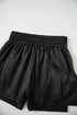 Solid Satin Elastic High Waist Pocketed Casual Shorts